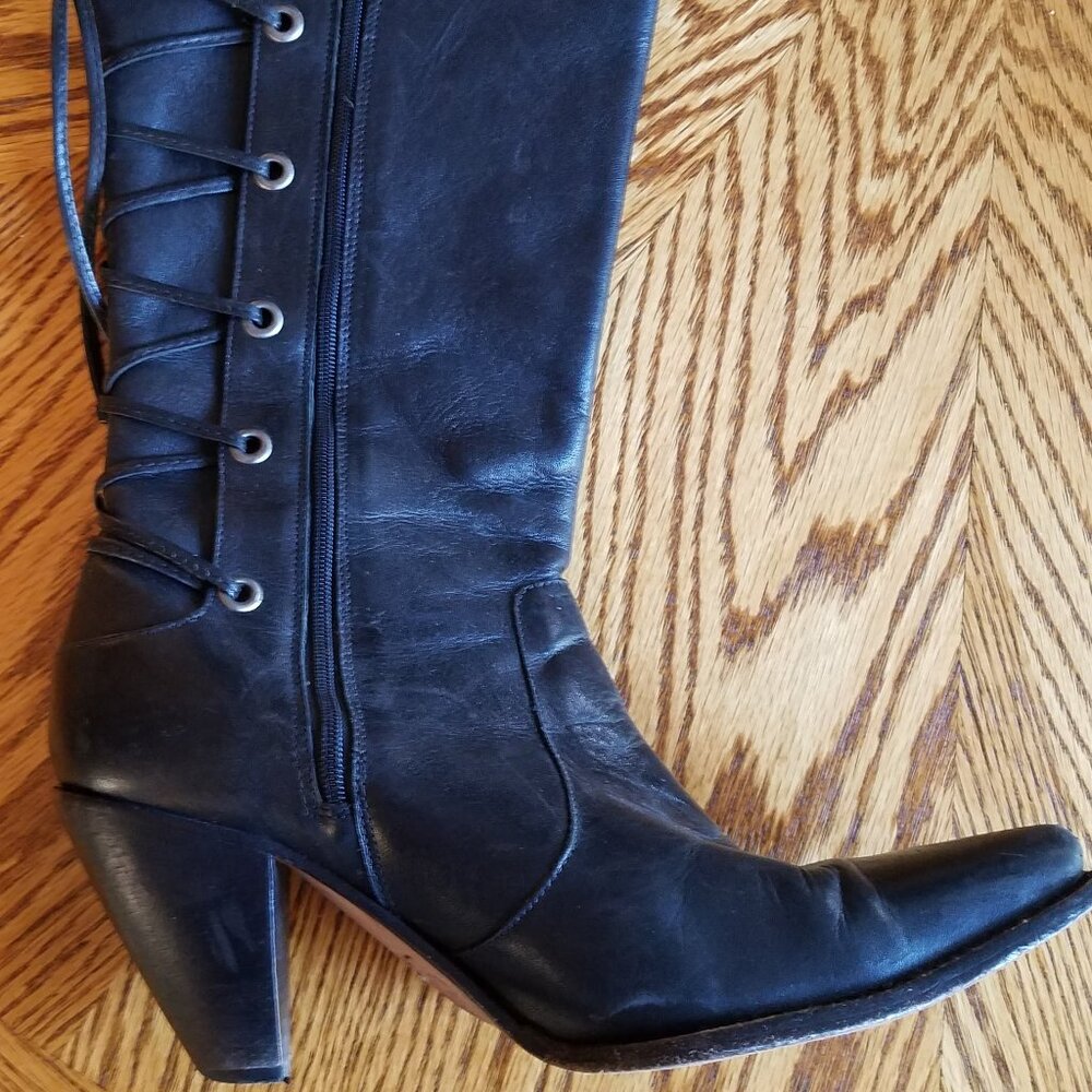 black leather boots